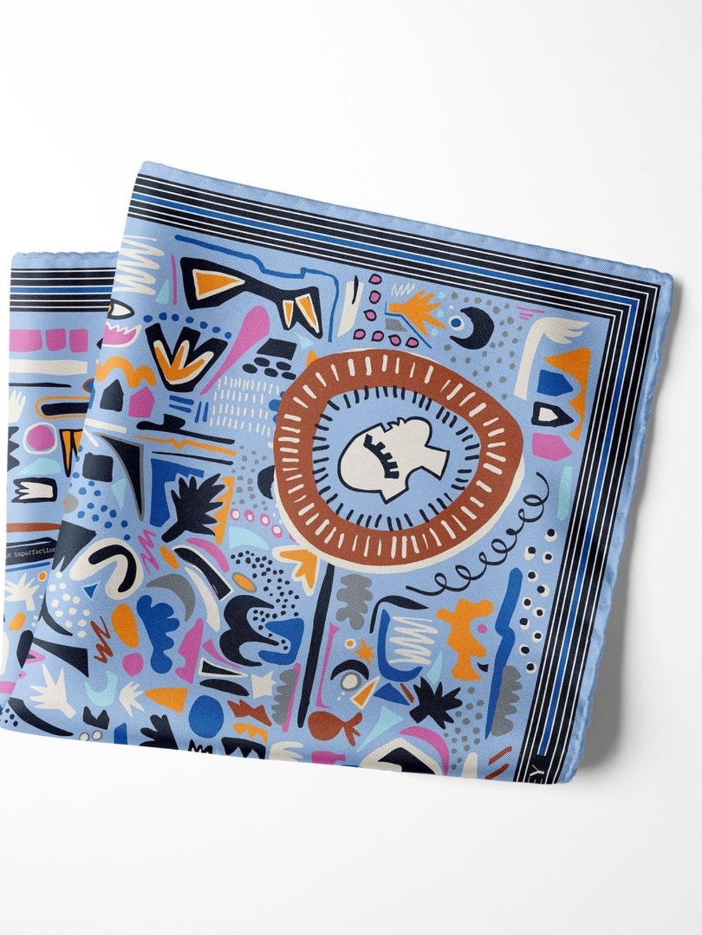 CB GREY 100% Silk Fun Design ‘The Elise Midi’ Pocket Square Scarf - Picture 2 of 11